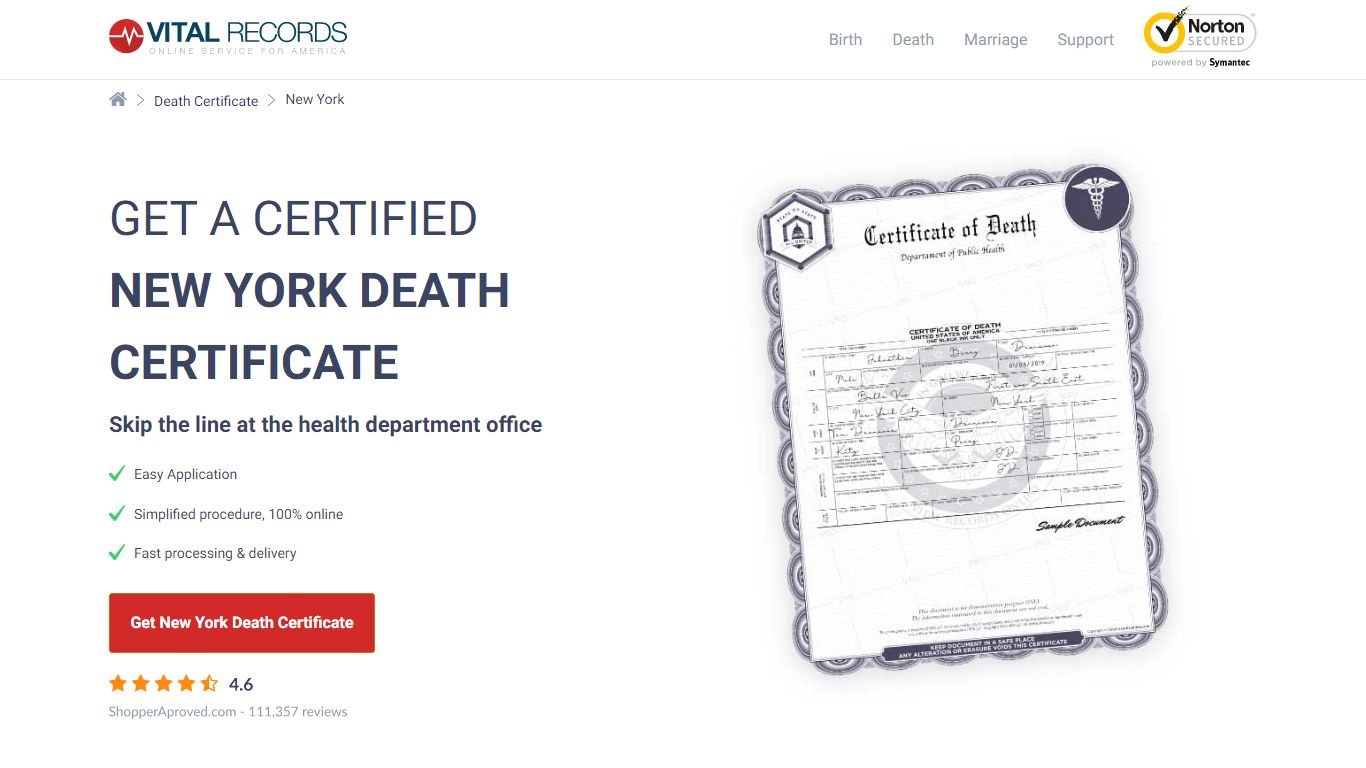 Get a Certified New York Death Certificate - Vital Records Online